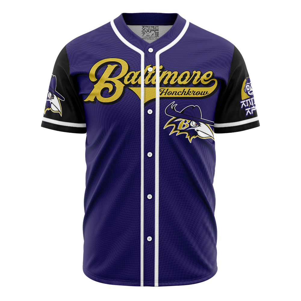 Alternative view of Personalized Baltimore Honchkrow Pokemon Baseball Jersey