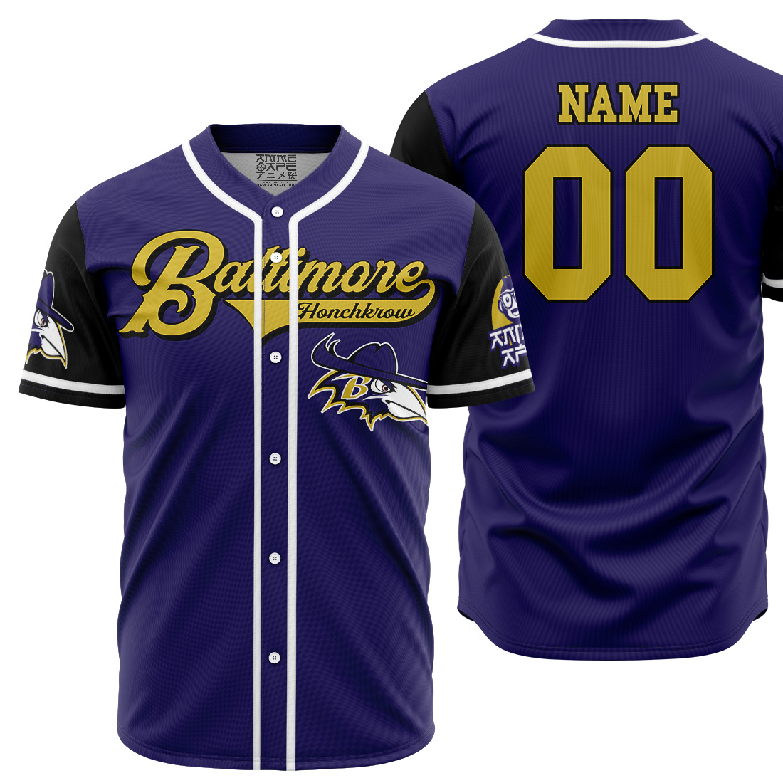 Personalized Baltimore Honchkrow Pokemon Baseball Jersey