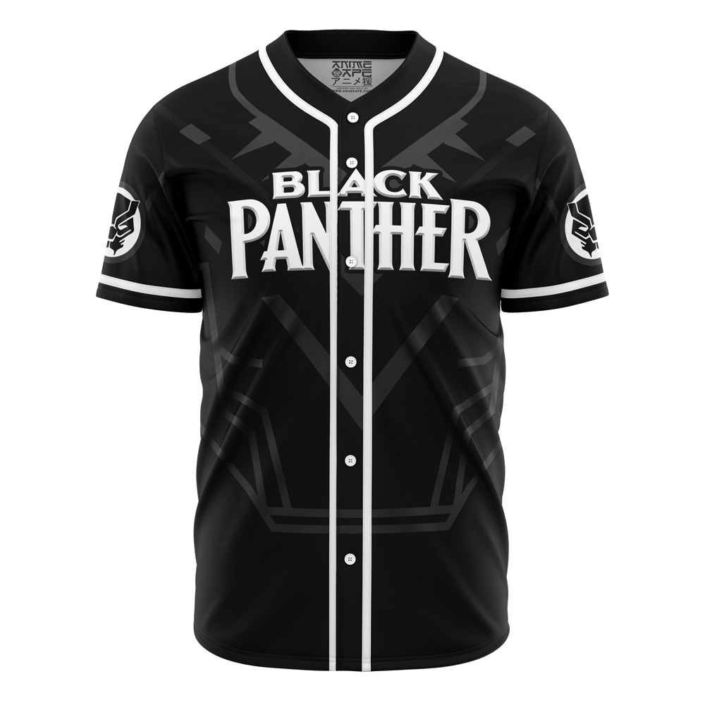 Alternative view of Personalized Black Panther Marvel Baseball Jersey