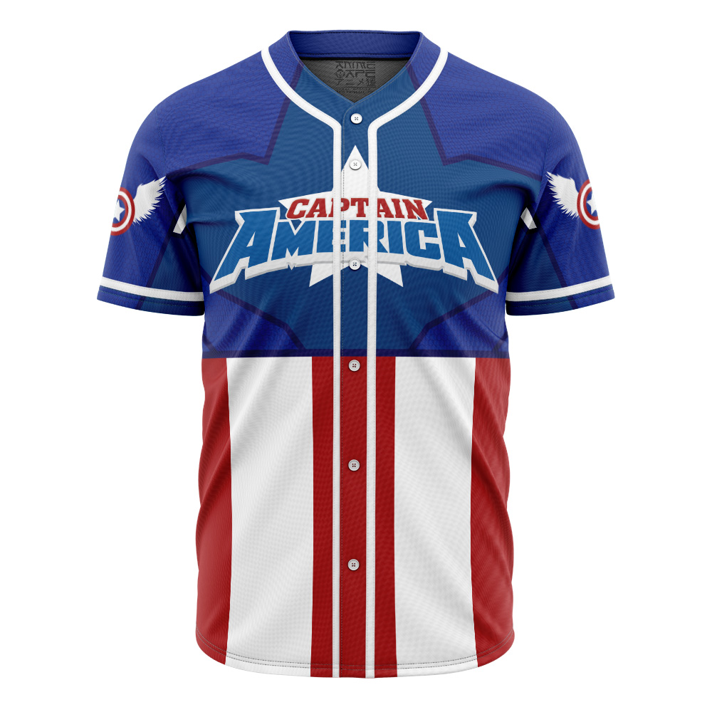 Alternative view of Personalized Captain America Marvel Baseball Jersey