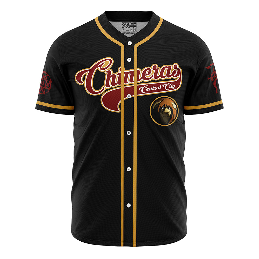 Alternative view of Personalized Central City Chimeras Fullmetal Alchemist Baseball Jersey