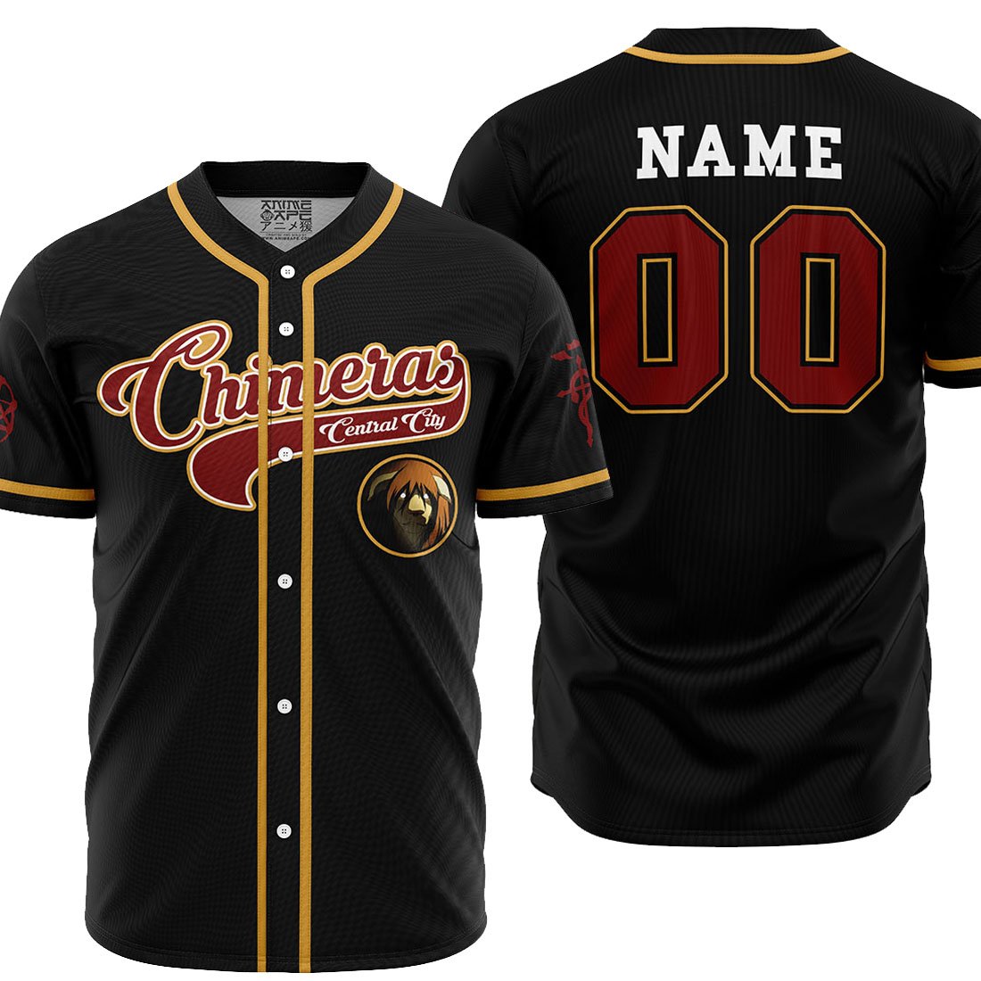 Personalized Central City Chimeras Fullmetal Alchemist Baseball Jersey