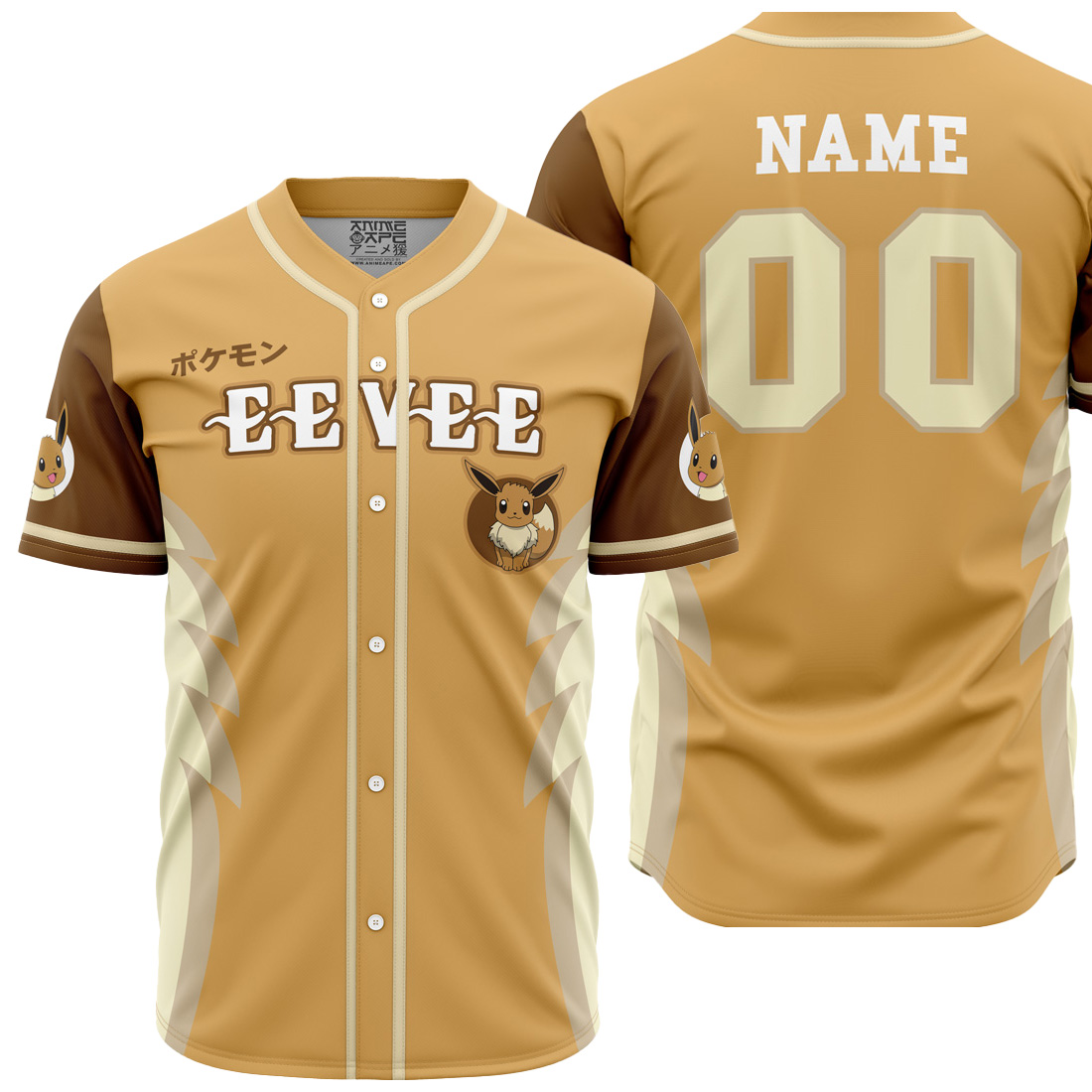 Personalized Eevee Eeveelution Pokemon Baseball Jersey