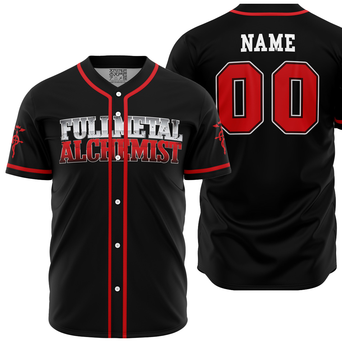 Personalized Elric Fullmetal Alchemist Baseball Jersey