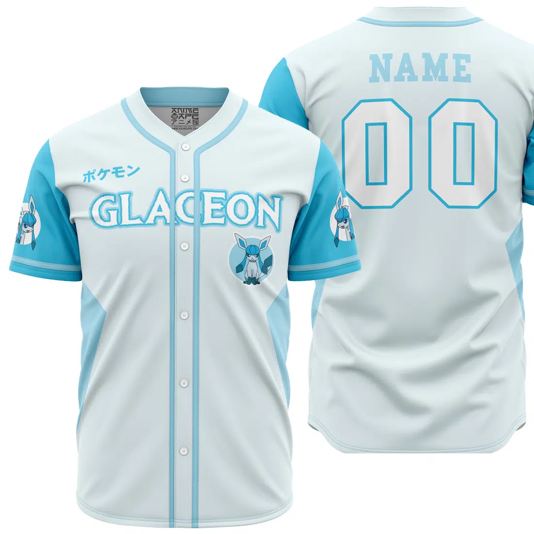 Personalized Glaceon Eeveelution Pokemon Baseball Jersey