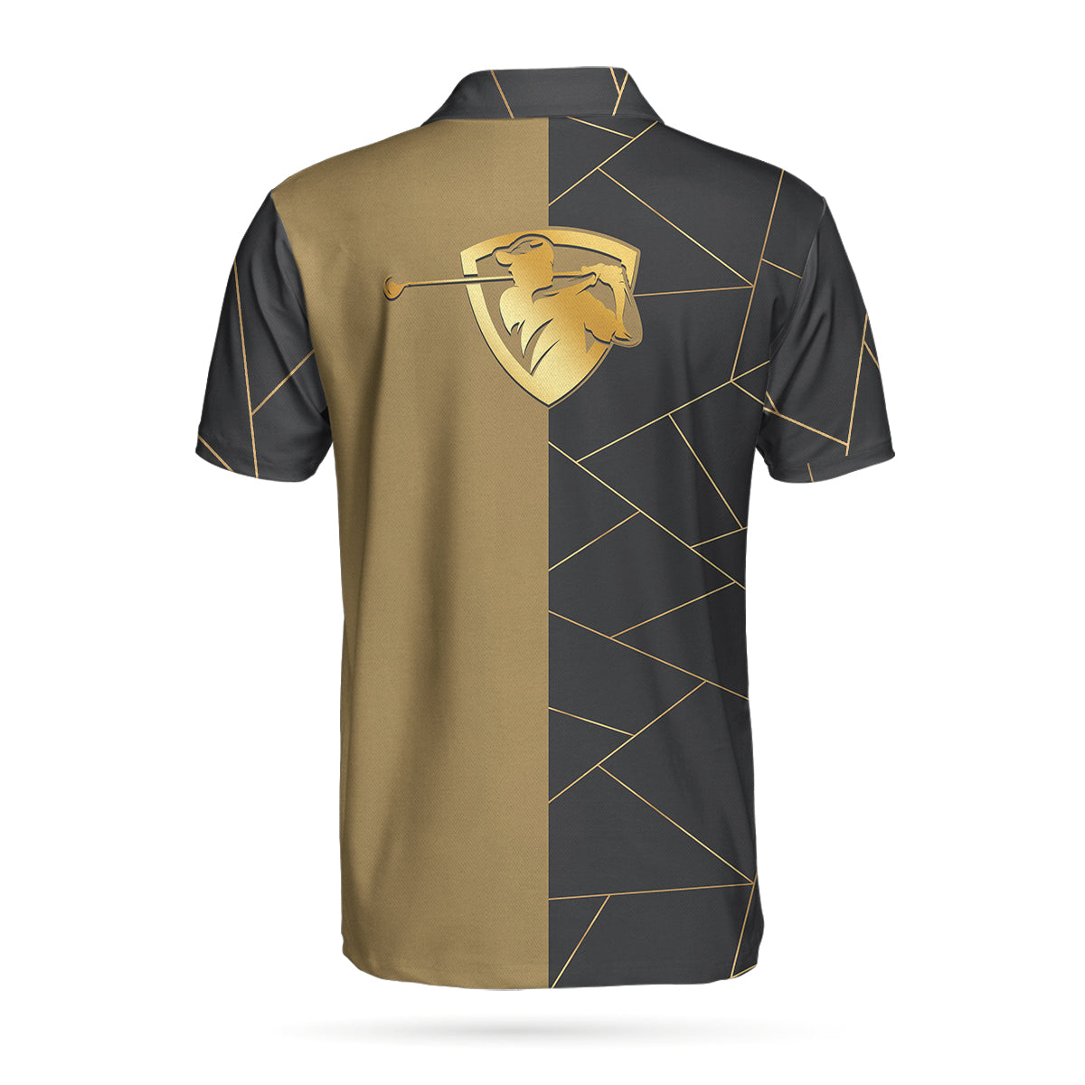 Alternative view of Personalized Golden Lines Golf Short Sleeve Custom Polo Shirt, Luxury Golf Shirt For Men