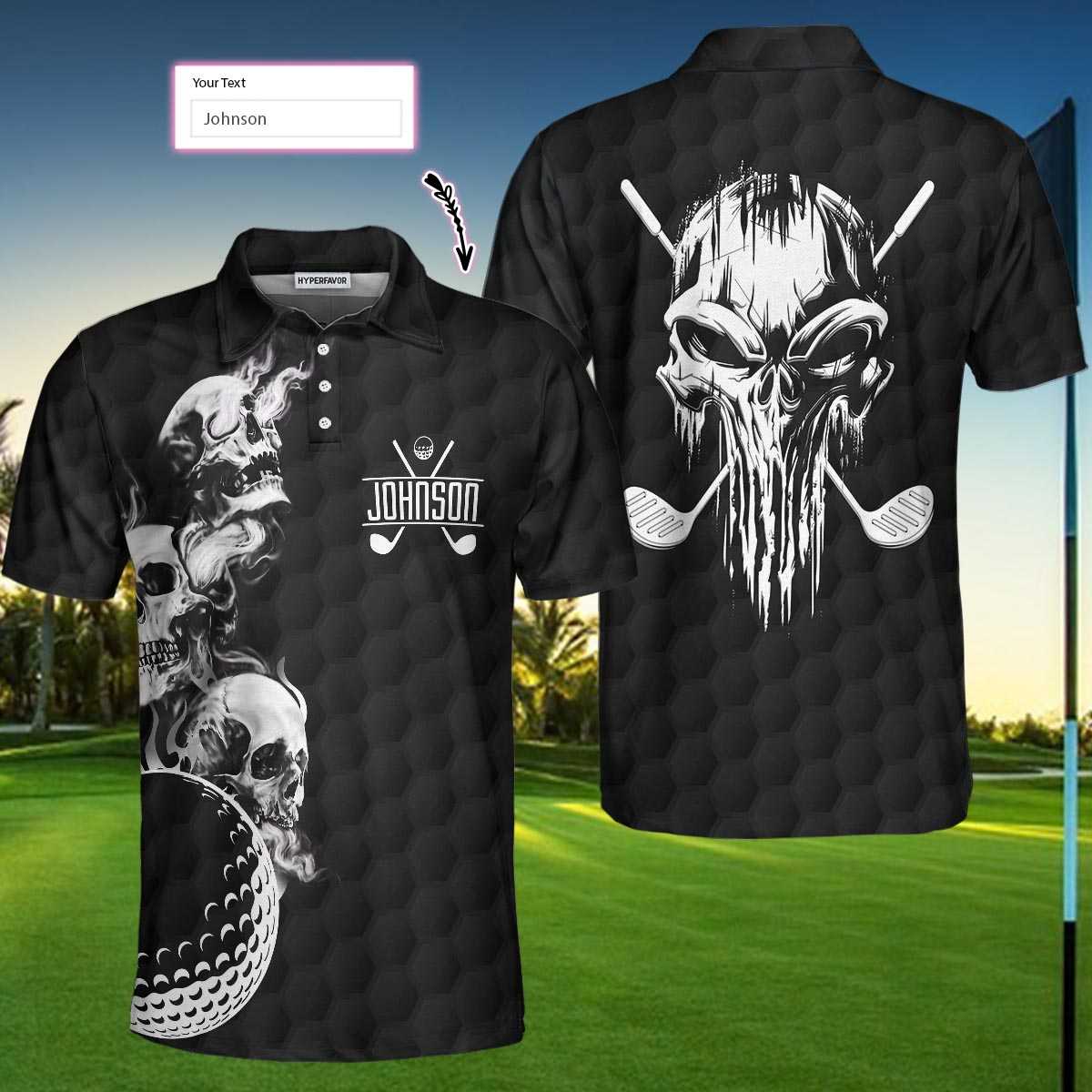 Personalized Golf Ball And Skulls Custom Polo Shirt, Custom Golf Shirt For Men