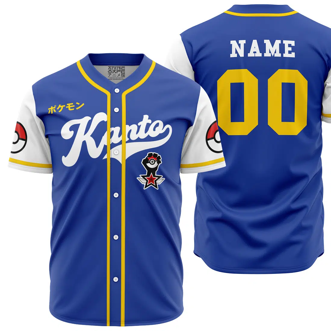 Personalized Kanto Trainer Pokemon Baseball Jersey