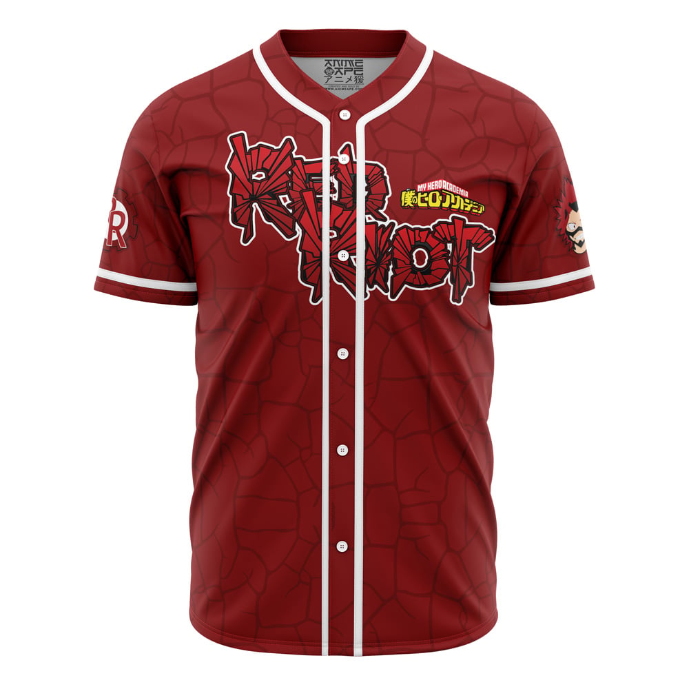 Alternative view of Personalized Kirishima Red Riot My Hero Academia Baseball Jersey