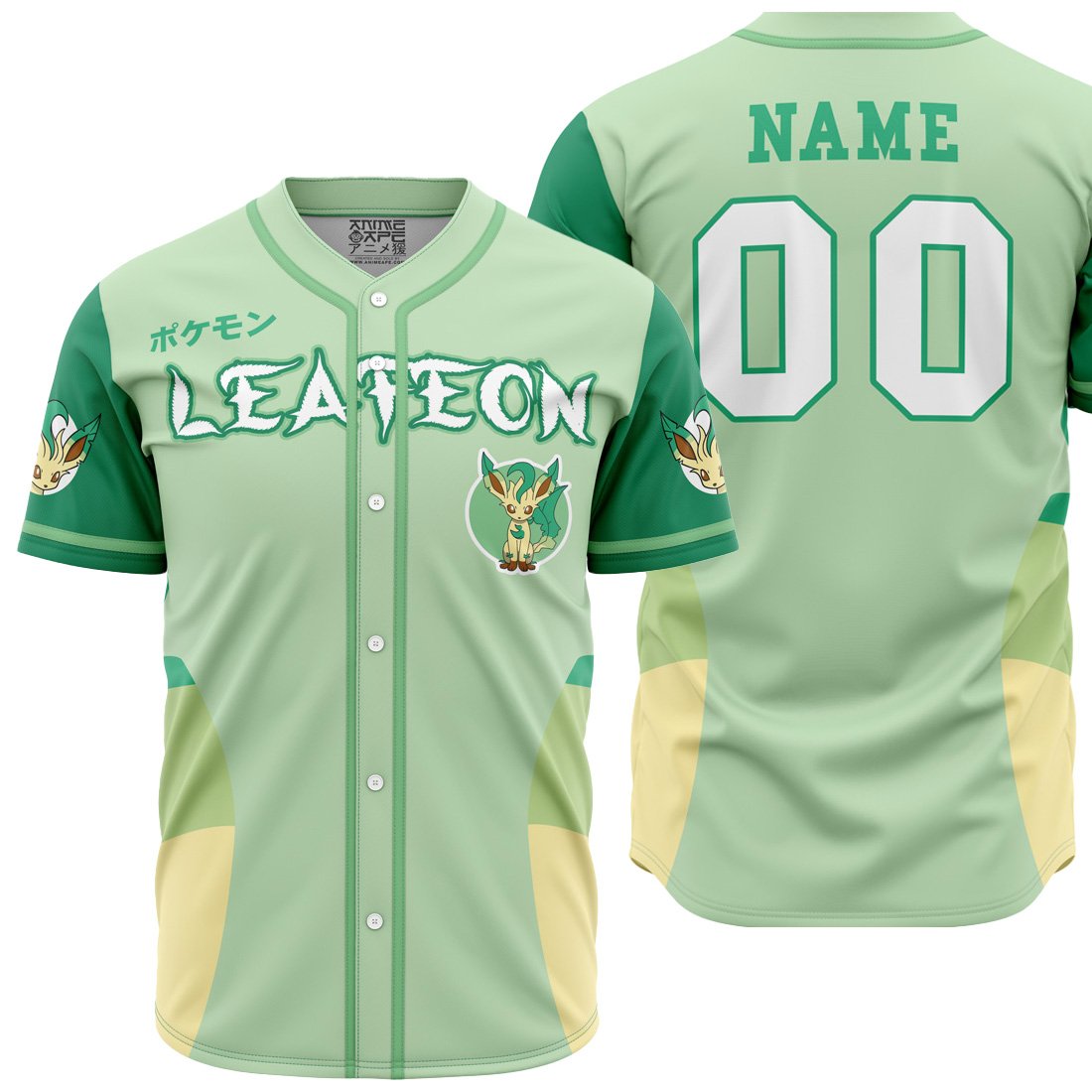 Personalized Leafeon Eeveelution Pokemon Baseball Jersey
