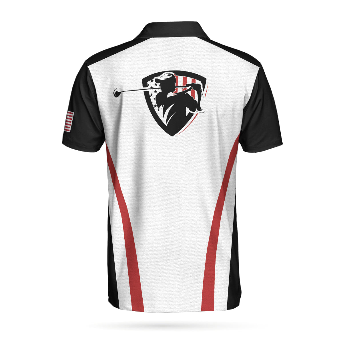 Alternative view of Personalized Red And White American Flag Custom Polo Shirt, Champion Golfer Polo Shirt, Best Golf Shirt For Men