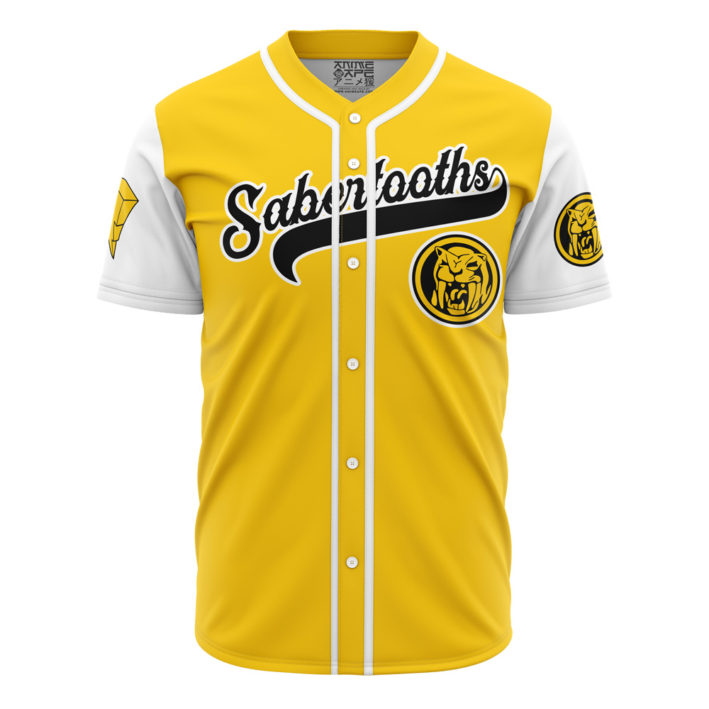 Alternative view of Personalized Sabertooths Yellow Power Rangers Baseball Jersey