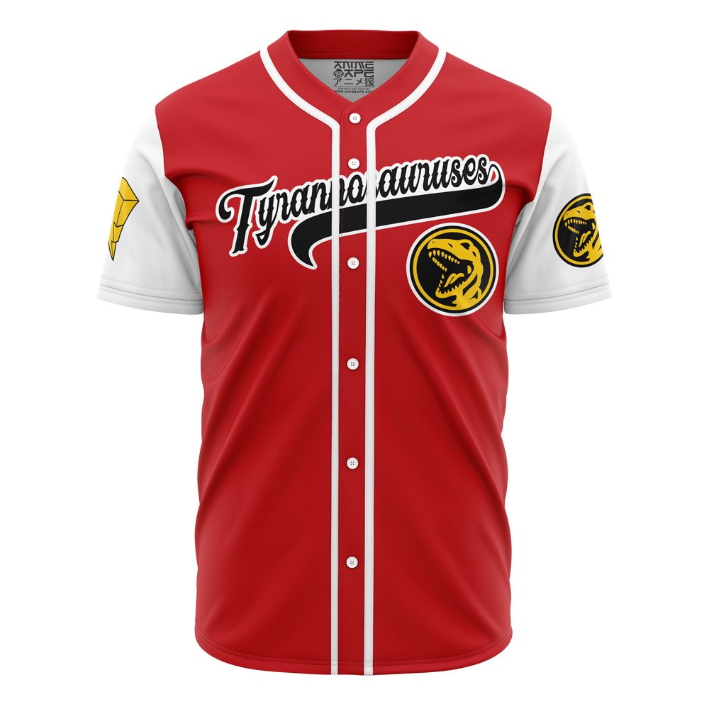Alternative view of Personalized Tyrannosauruses Red Power Rangers Baseball Jersey