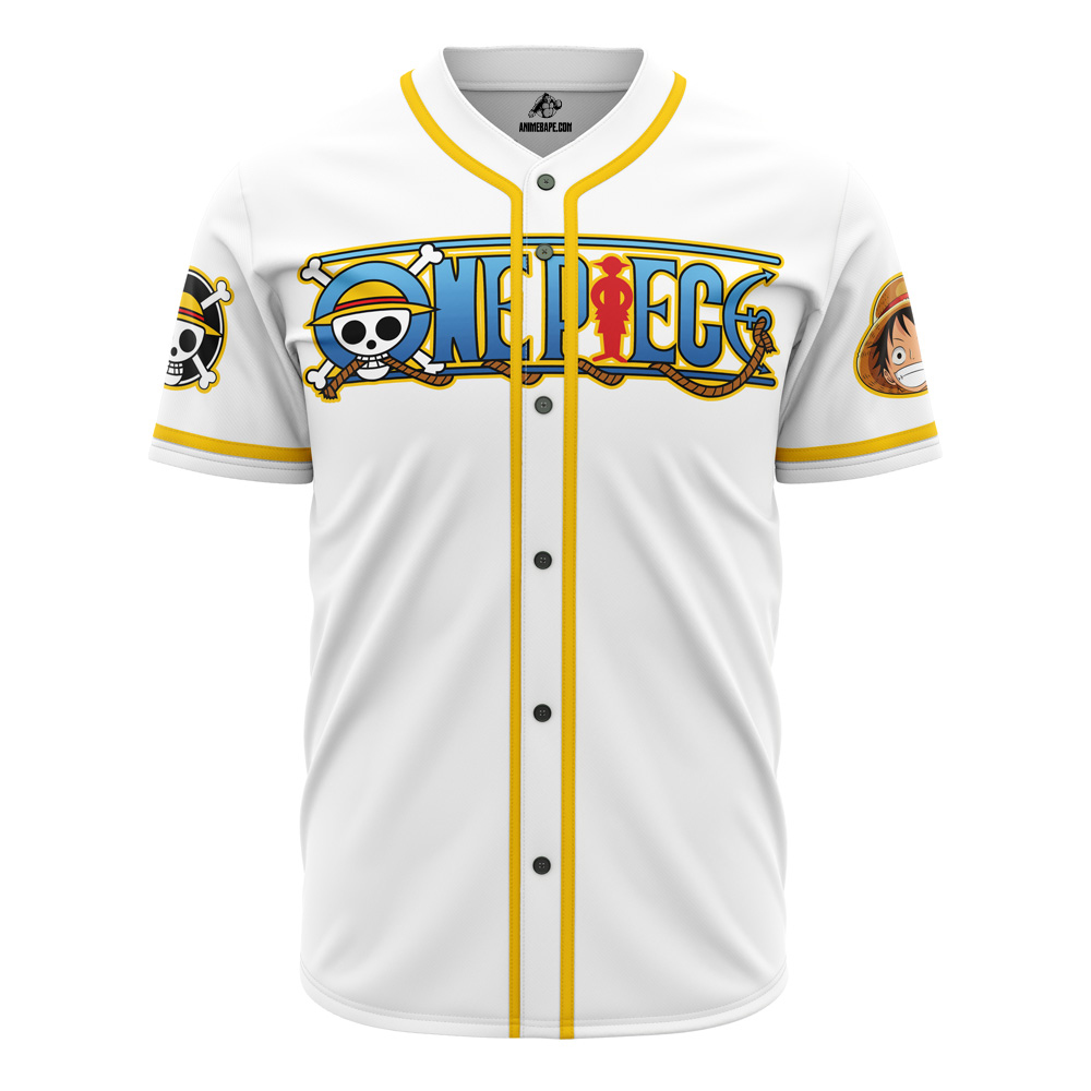 Alternative view of Personalized White One Piece Pirates Custom Baseball Jersey - Otaku Hall