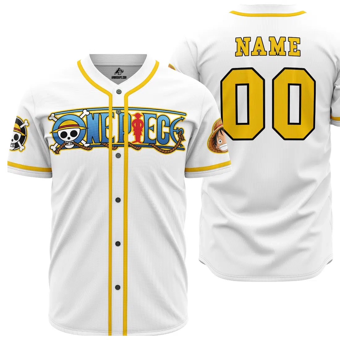 Personalized White One Piece Pirates Custom Baseball Jersey - Otaku Hall