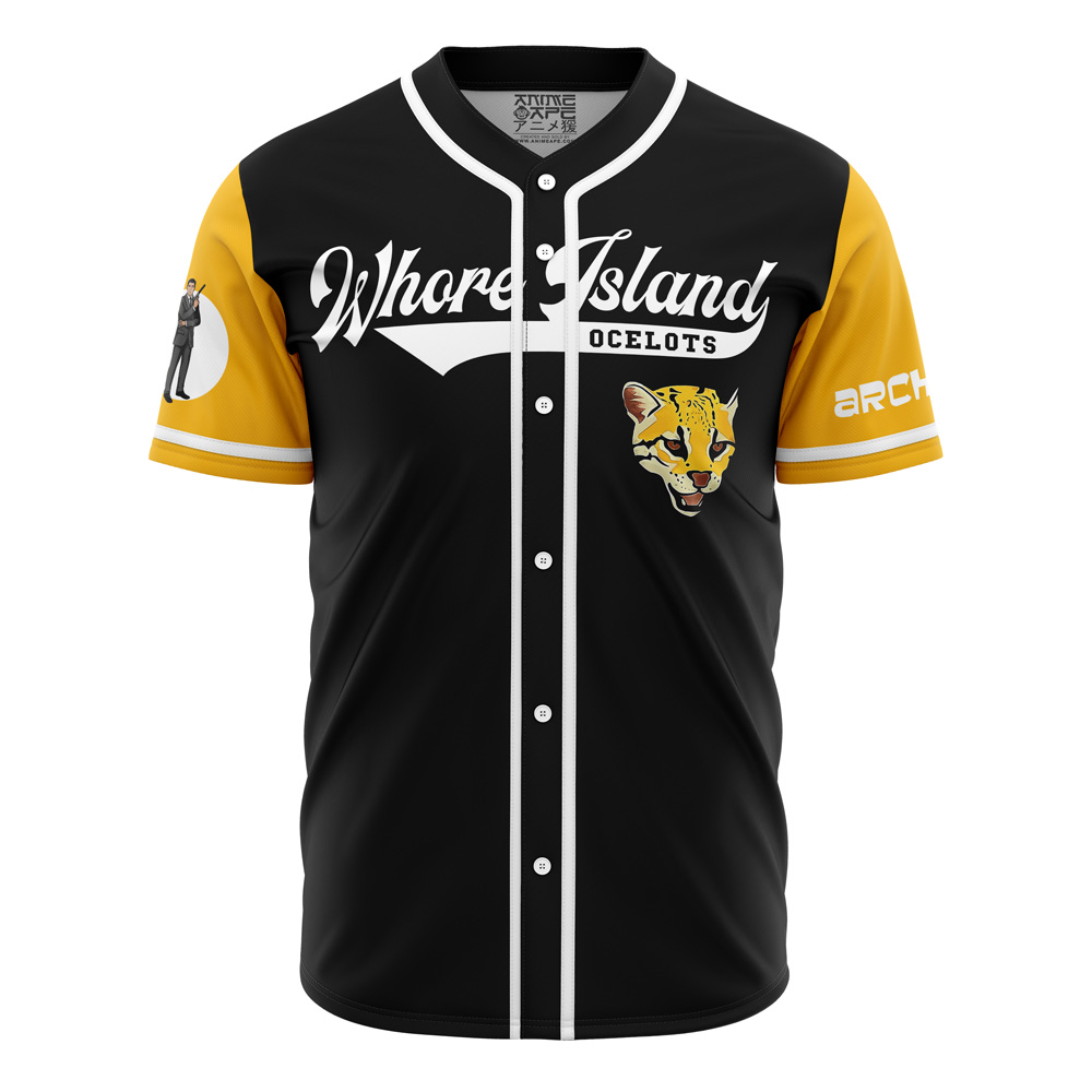 Alternative view of Personalized Whore Island Ocelots Archer V2 Baseball Jersey