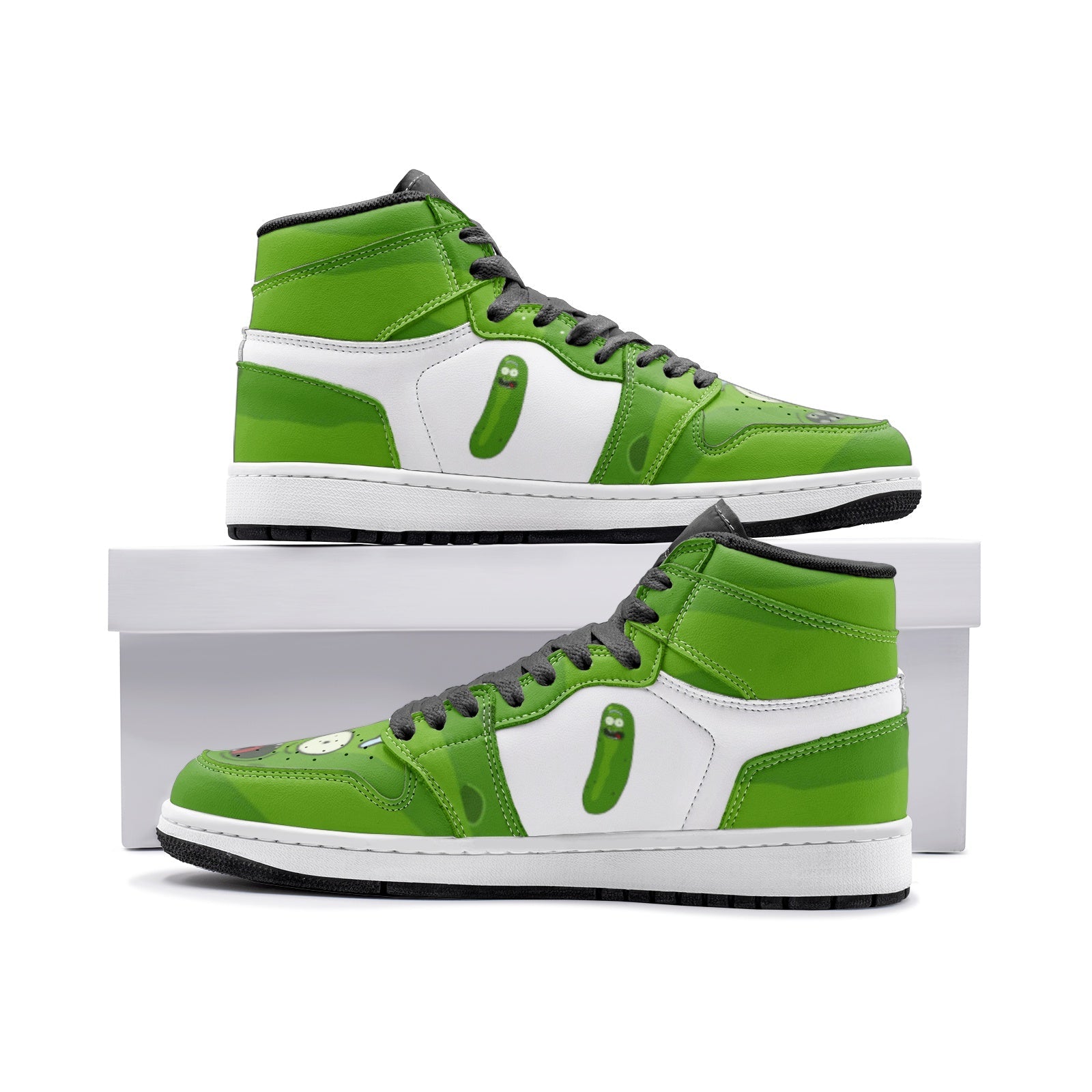 Pickle Rick Face Rick and Morty Custom Sneaker Mid 1 Basketball Shoes - Otaku Hall