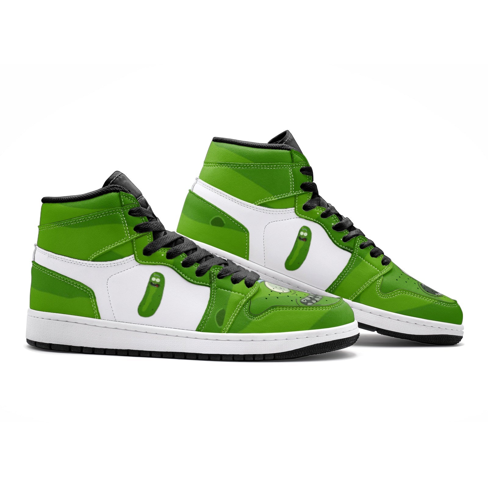 Alternative view of Pickle Rick Face Rick and Morty Custom Sneaker Mid 1 Basketball Shoes - Otaku Hall
