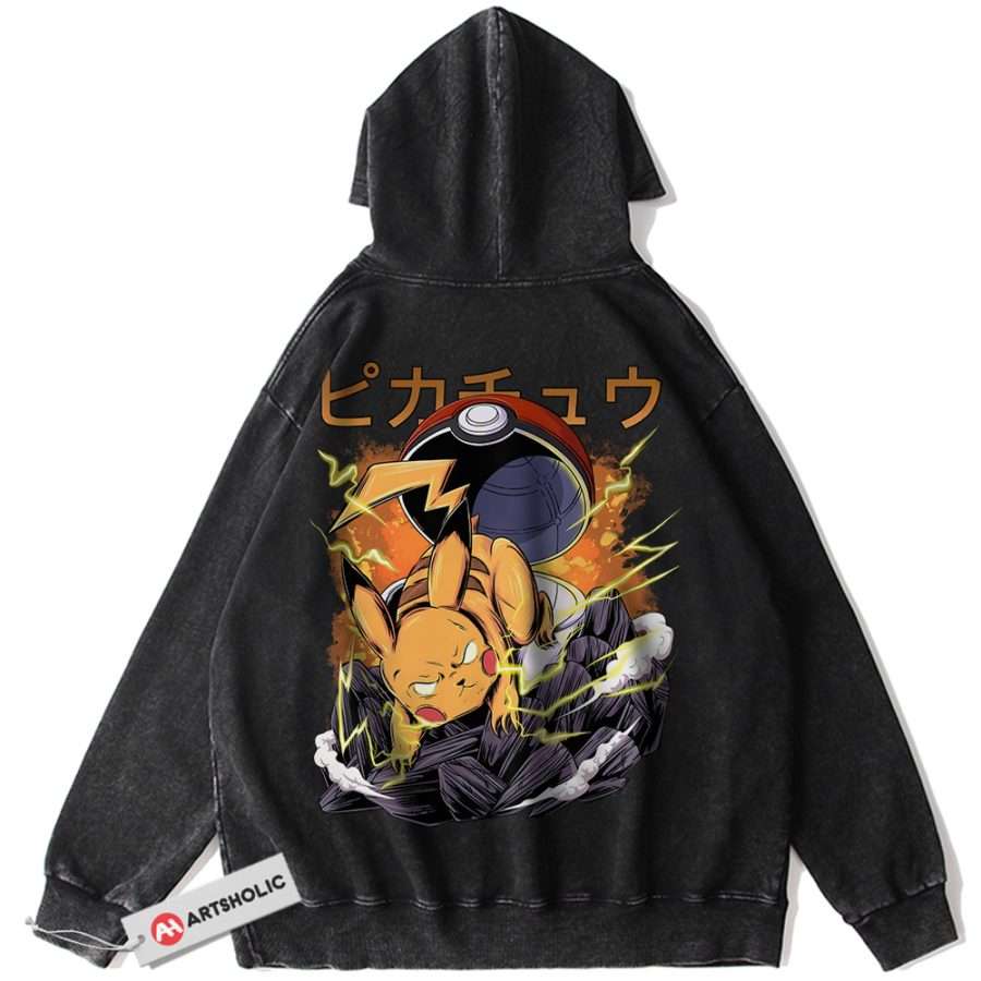 Alternative view of Pikachu Hoodie, Pokemon Hoodie, Anime Hoodie, Vintage Hoodie