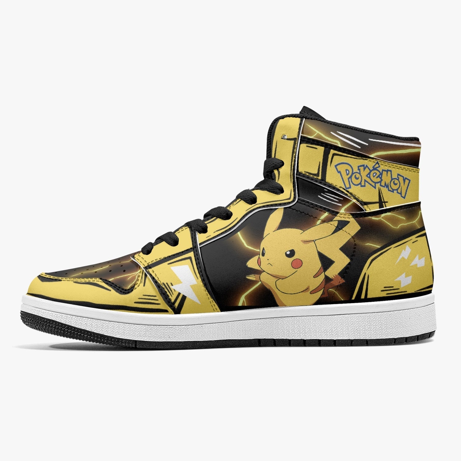 Alternative view of Pikachu Pokemon Custom Sneaker Mid 1 Basketball Shoes - Otaku Hall