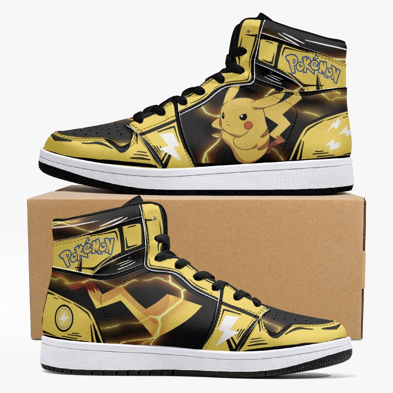 Pikachu Pokemon Custom Sneaker Mid 1 Basketball Shoes - Otaku Hall
