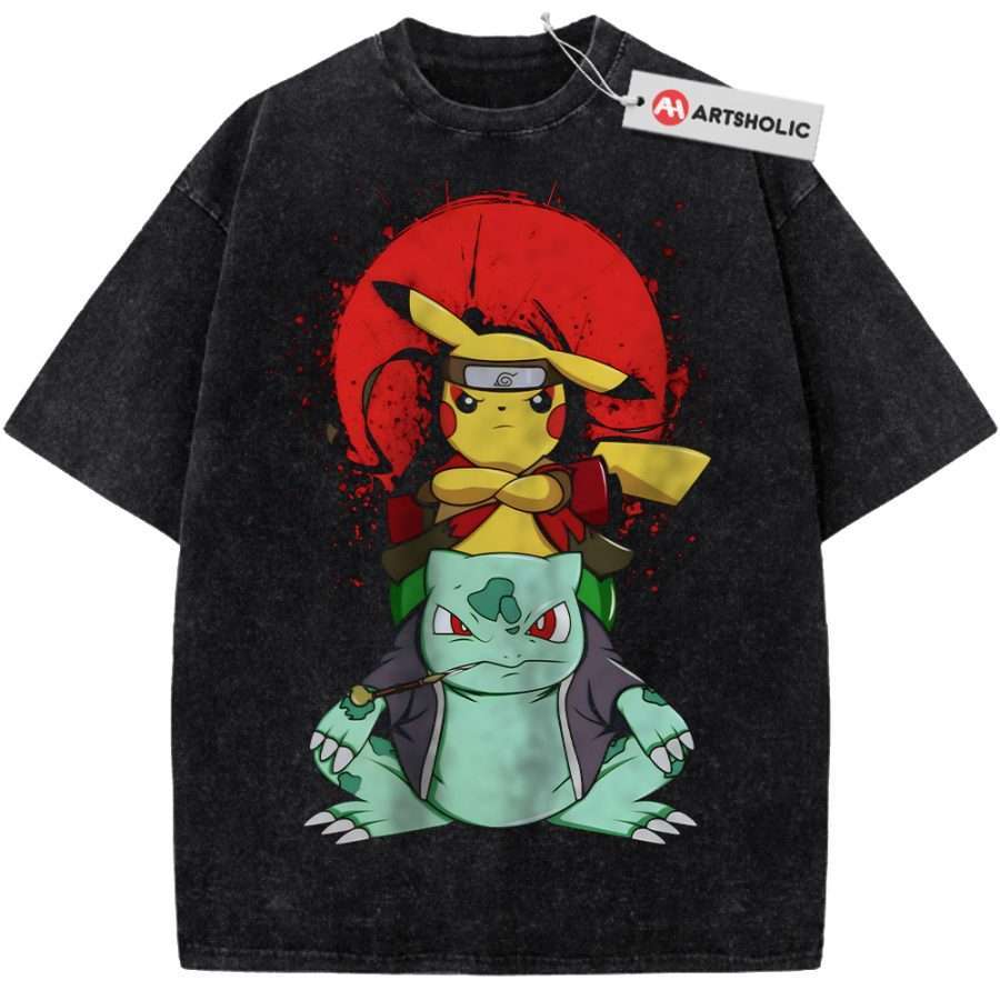 Alternative view of Pikachu Shirt, Bulbasaur Shirt, Pokemon shirt, Anime Shirt, Vintage T-Shirt