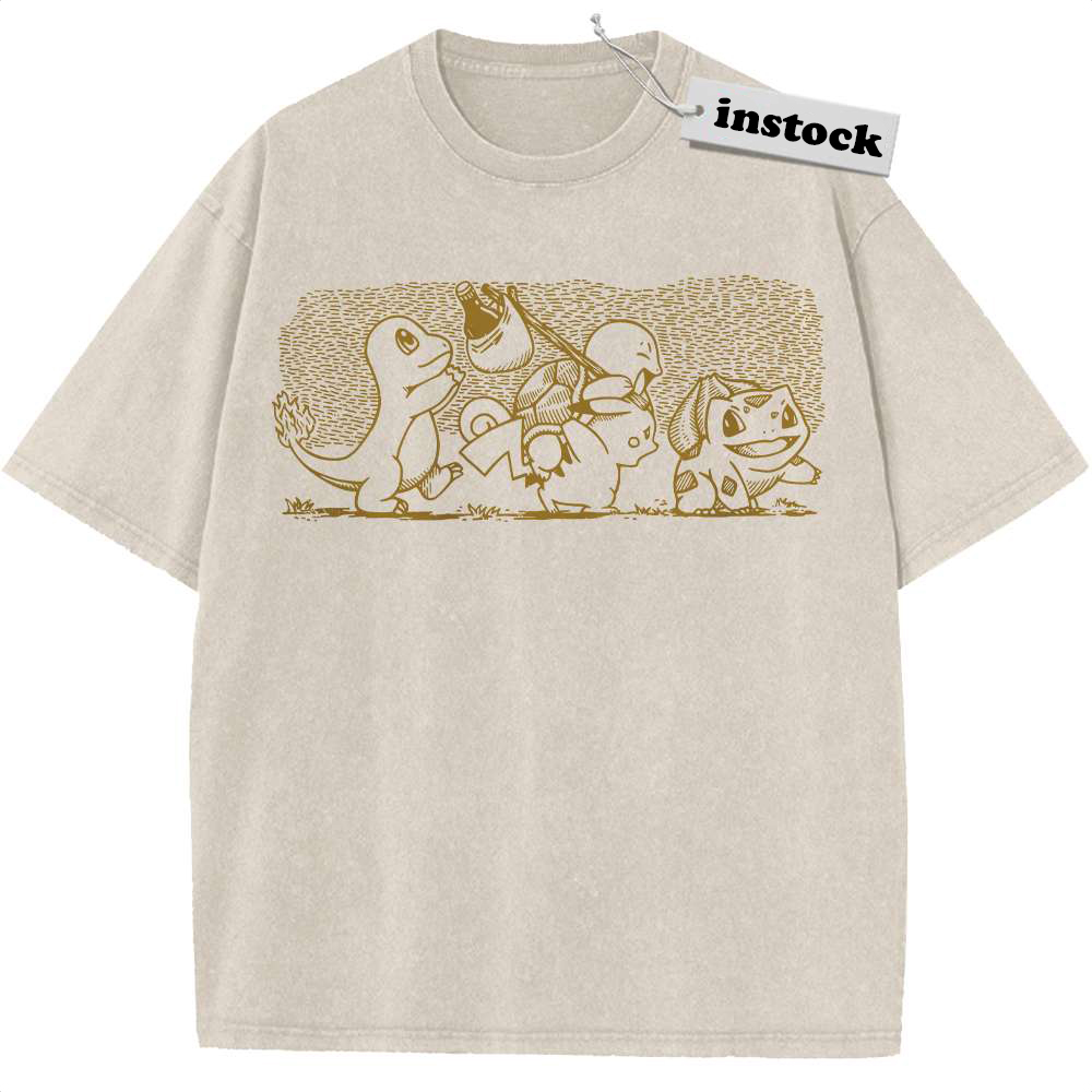 Pikachu Shirt, Bulbasaur Shirt, Squirtle Shirt, Charmander Shirt, Pokemon shirt, Anime Shirt, Vintage T-Shirt