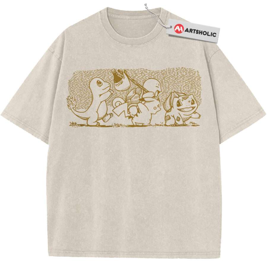 Alternative view of Pikachu Shirt, Bulbasaur Shirt, Squirtle Shirt, Charmander Shirt, Pokemon shirt, Anime Shirt, Vintage T-Shirt