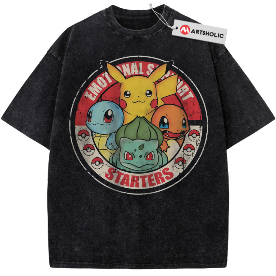Alternative view of Pikachu Shirt, Bulbasaur Shirt, Squirtle Shirt, Charmander Shirt, Pokemon Shirt, Anime Shirt, Vintage T-Shirt