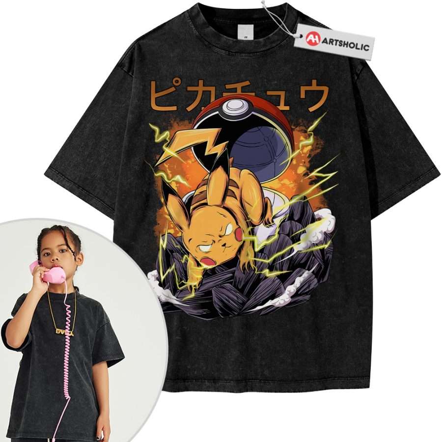 Pikachu Shirt For Kids, Pokemon Shirt For Kids, Anime Shirt For Kids, Vintage T-Shirt For Kids - Image 7