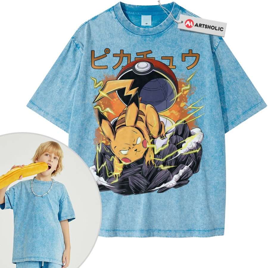 Pikachu Shirt For Kids, Pokemon Shirt For Kids, Anime Shirt For Kids, Vintage T-Shirt For Kids - Image 8