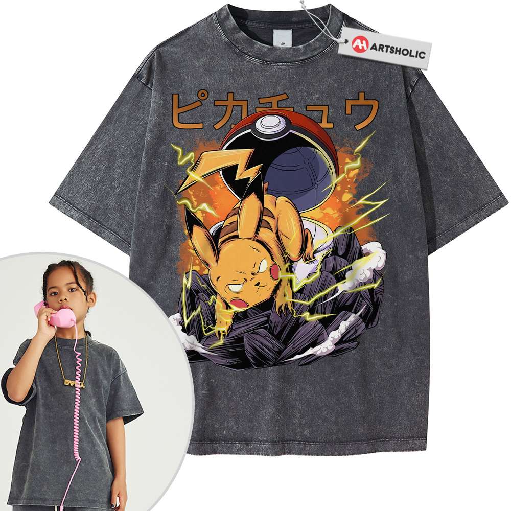 Pikachu Shirt For Kids, Pokemon Shirt For Kids, Anime Shirt For Kids, Vintage T-Shirt For Kids - Image 6