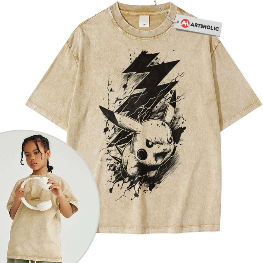 Alternative view of Pikachu Shirt For Kids, Pokemon Shirt For Kids, Anime Shirt For Kids, Vintage Tee For Kids