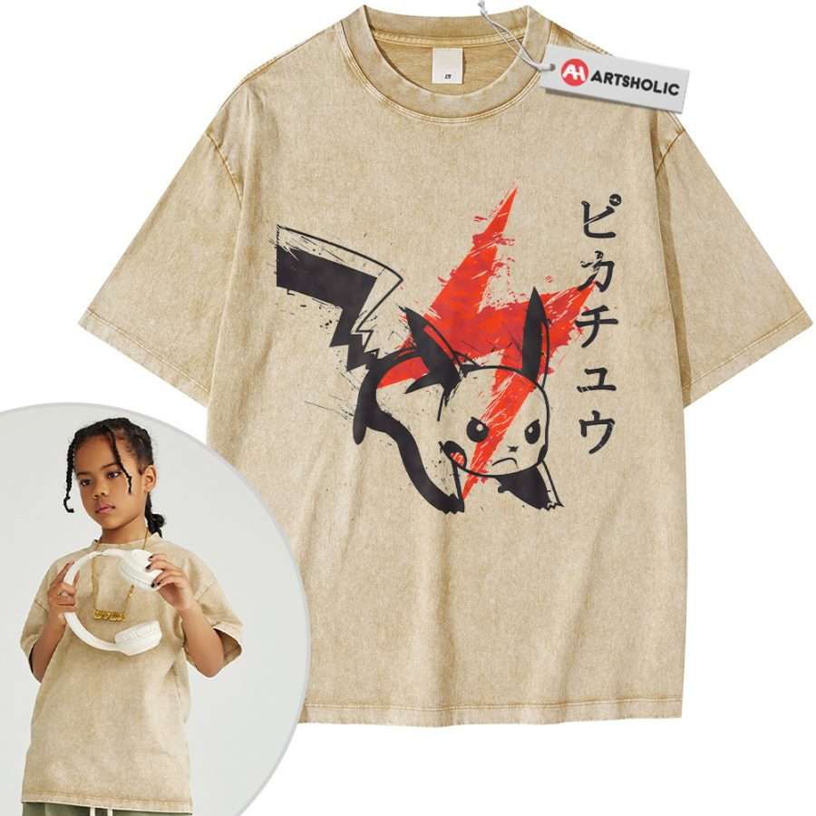 Alternative view of Pikachu Shirt For Kids, Pokemon Shirt For Kids, Anime Shirt For Kids, Vintage Tee For Kids