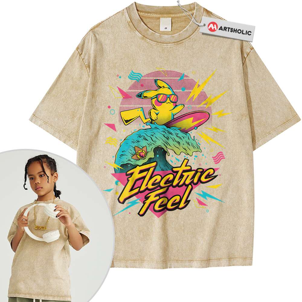 Alternative view of Pikachu Shirt For Kids, Pokemon Shirt For Kids, Anime Shirt For Kids, Vintage Tee For Kids