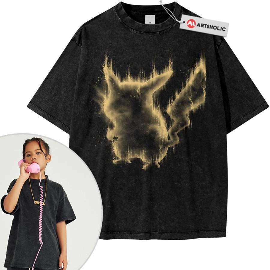 Alternative view of Pikachu Shirt For Kids, Pokemon Shirt For Kids, Anime Shirt For Kids, Vintage Tee For Kids