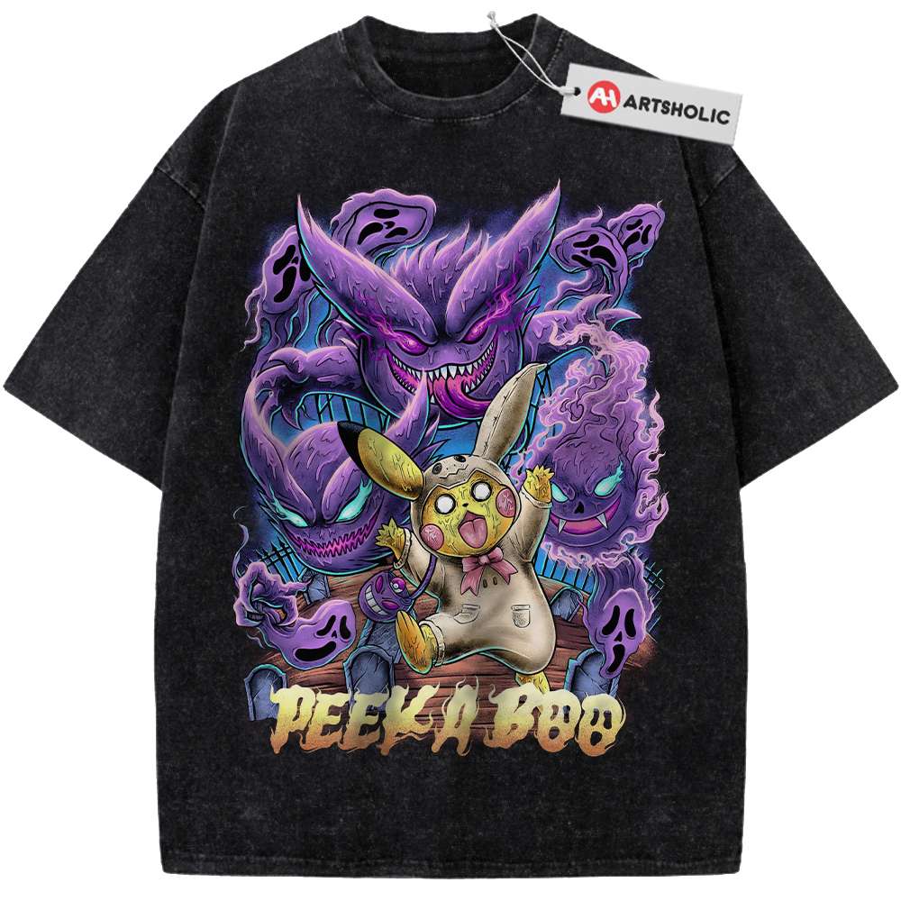 Alternative view of Pikachu Shirt, Gengar Shirt, Pokemon shirt, Anime Shirt, Vintage Tee