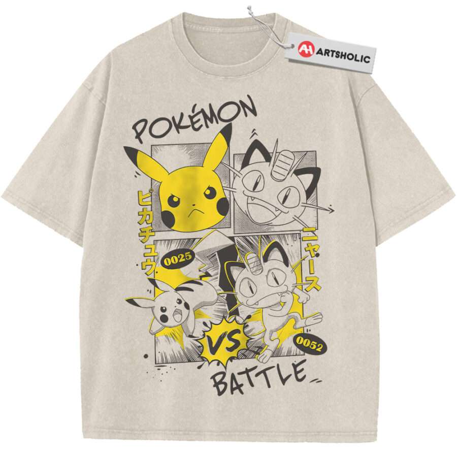 Alternative view of Pikachu Shirt, Meowth Shirt, Pokemon shirt, Anime Shirt, Vintage Tee