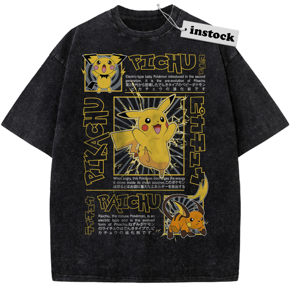 Pikachu Shirt, Raichu Shirt, Pichu Shirt, Pokemon shirt, Anime Shirt, Vintage T-Shirt