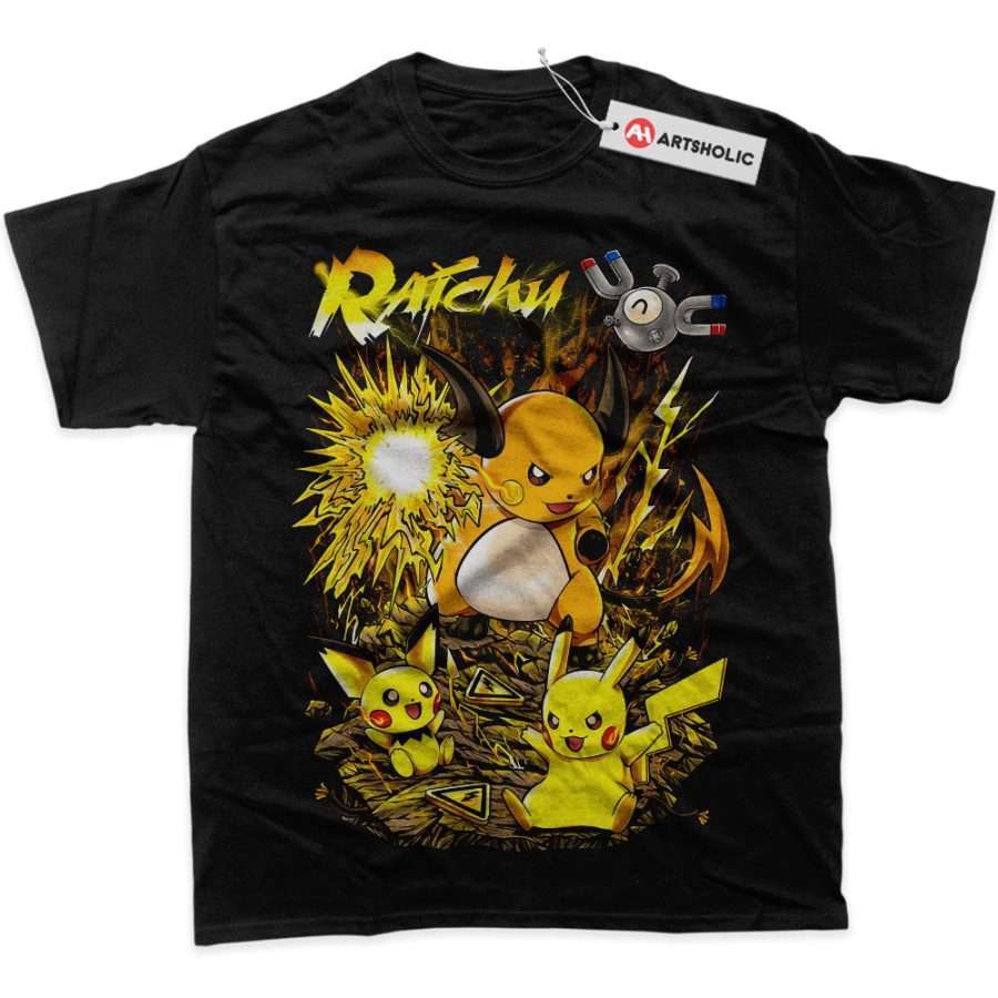 Alternative view of Pikachu Shirt, Raichu Shirt, Pokemon Shirt, Anime Shirt, Graphic Tee