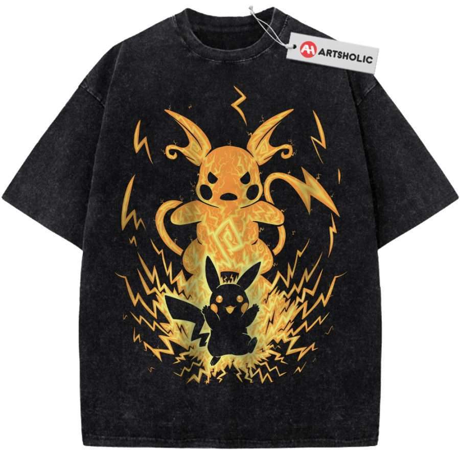 Alternative view of Pikachu Shirt, Raichu Shirt, Pokemon shirt, Anime Shirt, Vintage T-Shirt