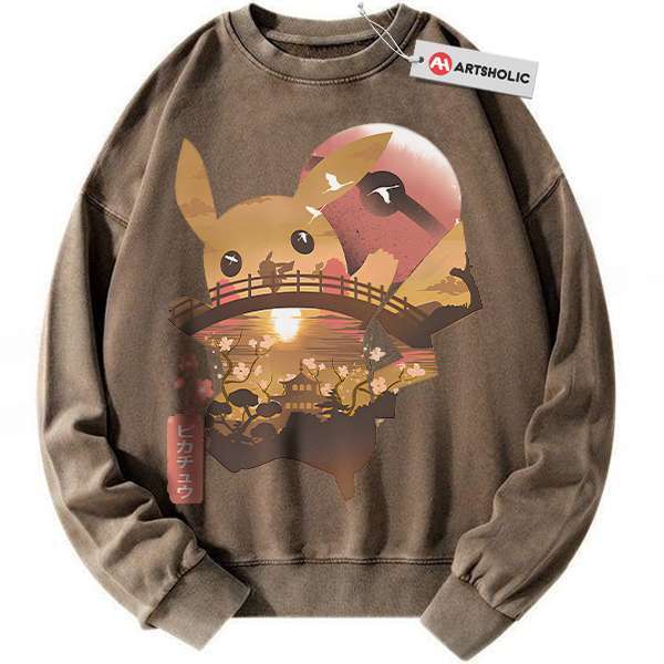 Alternative view of Pikachu Sweatshirt, Pokemon Sweatshirt, Anime Sweatshirt, Vintage Sweater