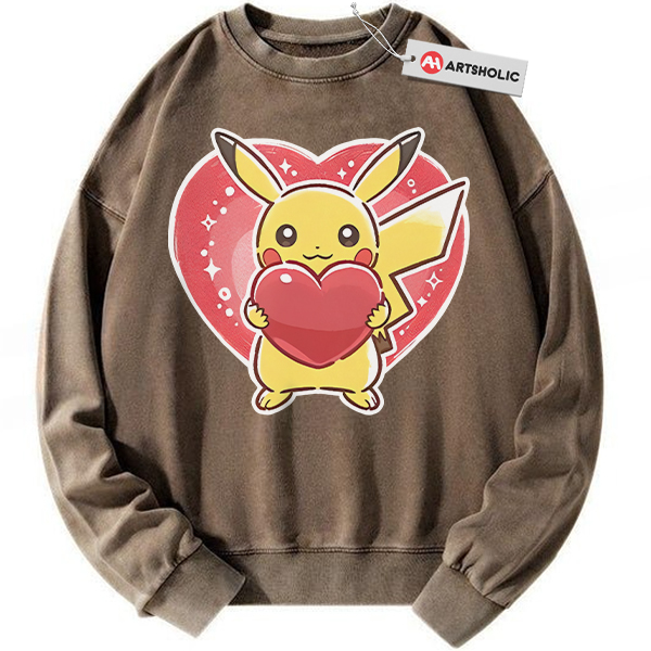 Alternative view of Pikachu Sweatshirt, Pokemon Sweatshirt, PKM Sweatshirt, Valentine Sweatshirt, Anime Sweatshirt, Vintage Sweatshirt