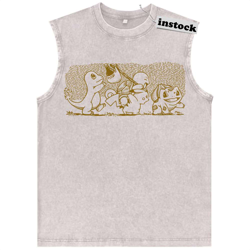 Pikachu Tank Top, Bulbasaur Tank Top, Charmander Tank Top, Squirtle Tank Top, Pokemon Tank Top, PKM Tank Top, Anime Tank Top, Vintage Tank Top