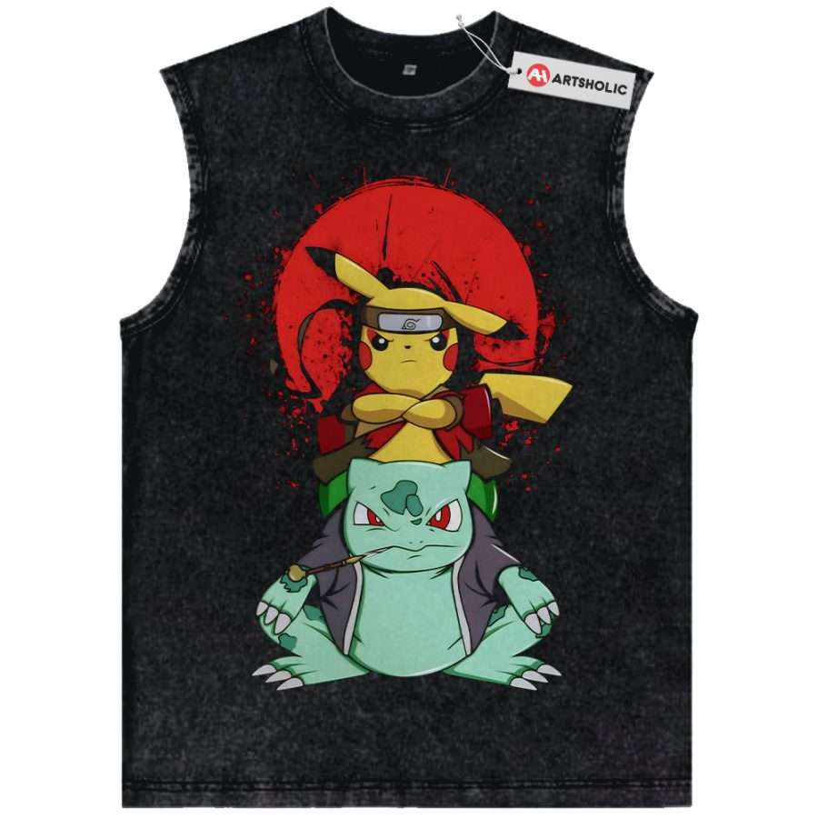 Alternative view of Pikachu Tank Top, Bulbasaur Tank Top, Pokemon Tank Top,Anime Tank Top, Vintage Tank Top