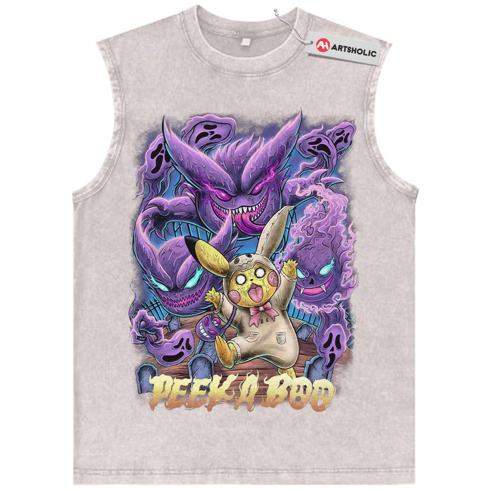 Alternative view of Pikachu Tank Top, Gengar Tank Top, Pokemon Tank Top, Anime Tank Top, Vintage Tank Top