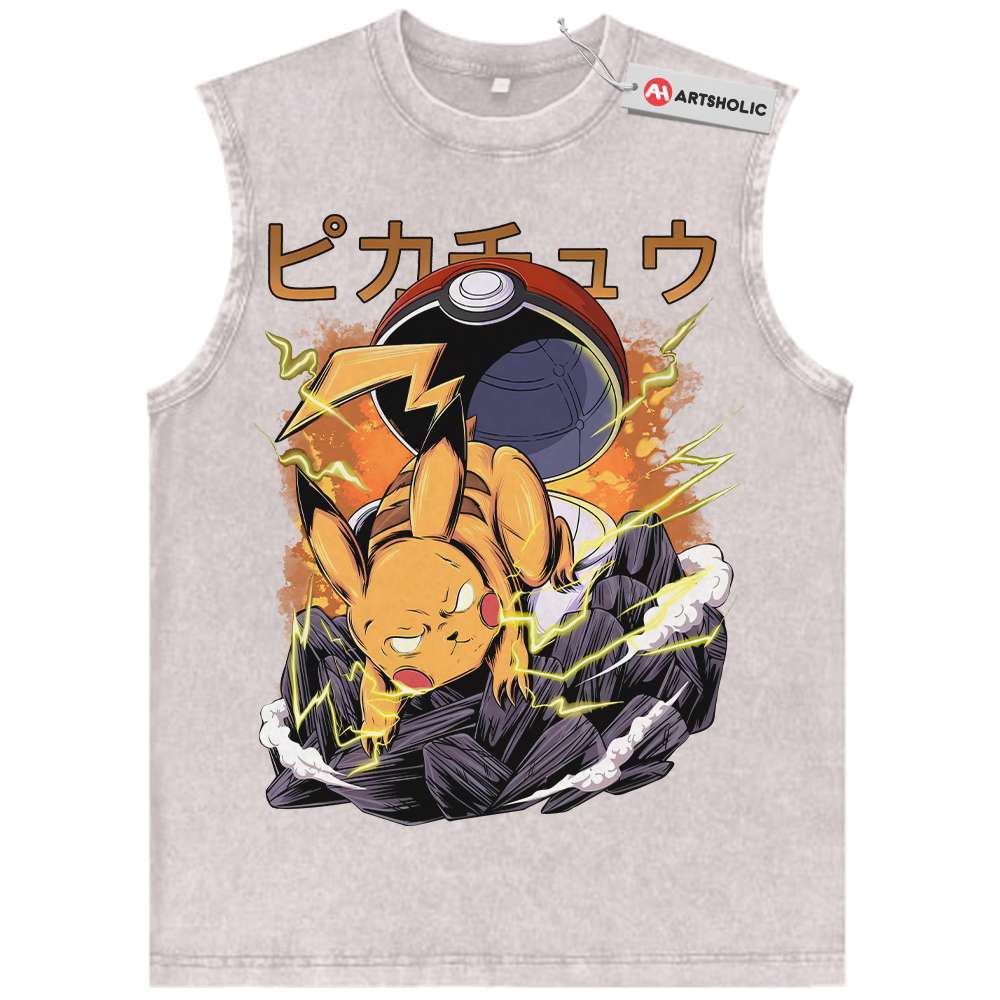 Alternative view of Pikachu Tank Top, Pokemon Tank Top, Anime Tank Top, Vintage Tank Top