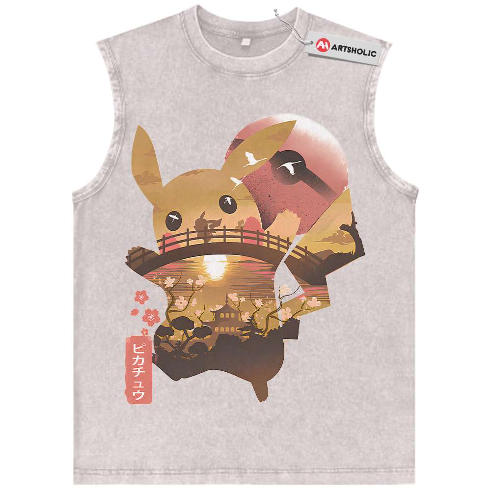 Alternative view of Pikachu Tank Top, Pokemon Tank Top, Anime Tank Top, Vintage Tank Top