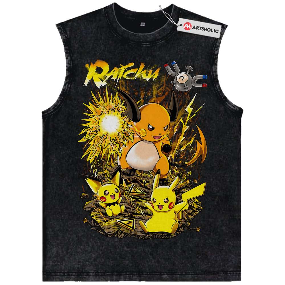 Pikachu Tank Top, Raichu Tank Top, Pokemon Tank Top, Anime Tank Top, Vintage Tank Top