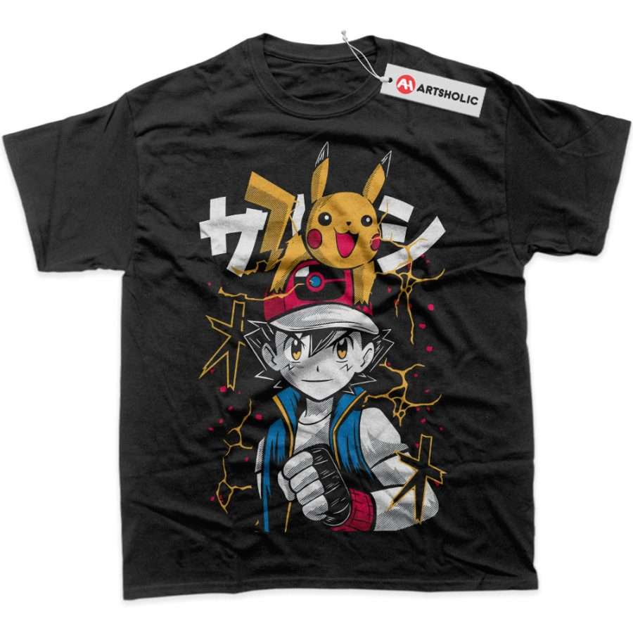 Alternative view of Pikachu vs Ash Ketchum Shirt, Pokemon Shirt, Anime Shirt, Graphic T-Shirt
